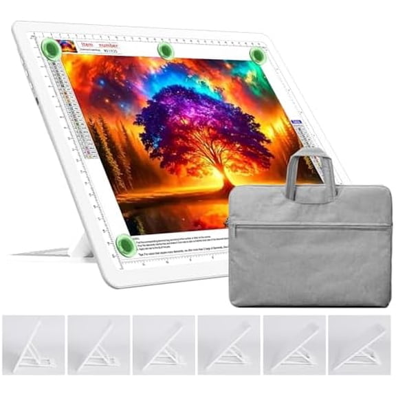 Zooblu Rechargeable A4 Light Board with Stand, Bag, Super Bright Magnetic Light Pad with Side Buttons, Wireless Light Box for Tracing and Drawing, Cordless Light Table for Diamond Painting, Sketching