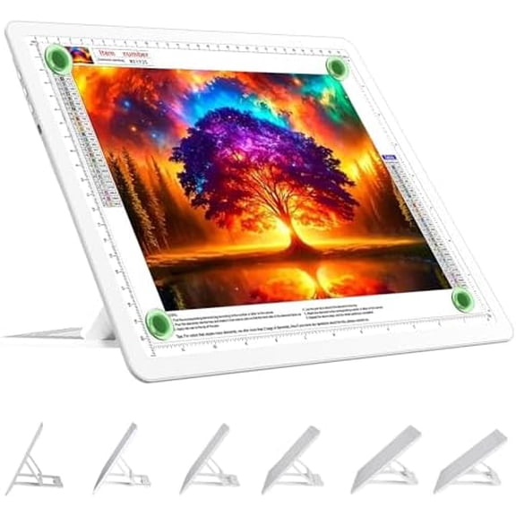 Zooblu Rechargeable A4 Light Board with Stand, Super Bright Magnetic Light Pad with Side Buttons, Wireless Light Box for Tracing and Drawing, Cordless LED Light Table for Diamond Painting White