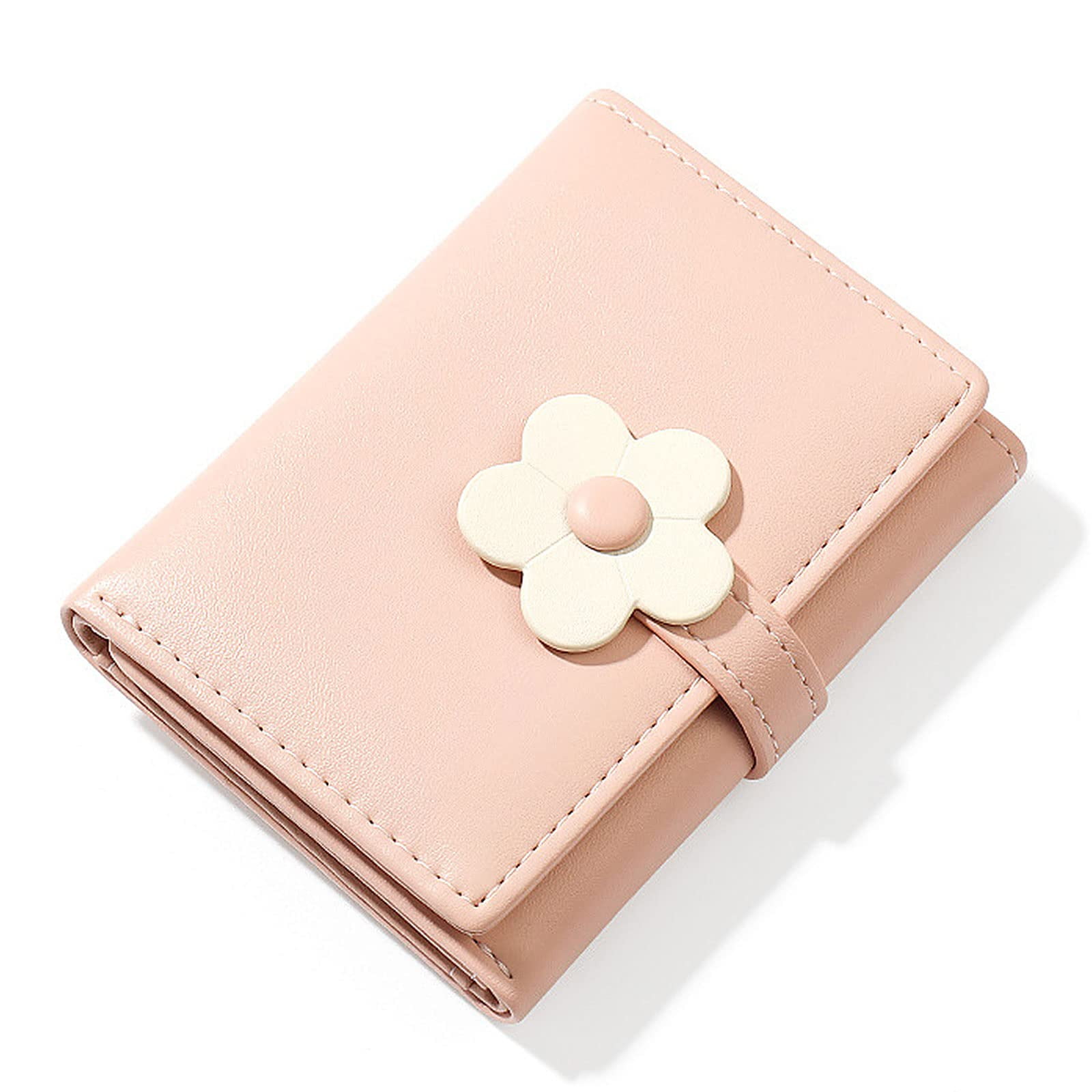 Autrucker Women's Tri-Fold Wallet, Pink PU Leather, 7 Card Slots ...
