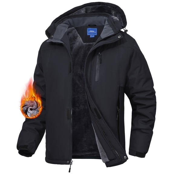 Zoofly Hooded Men's Winter Snow Jacket, Waterproof Windproof Mountain Ski Coat with Fleece Liner