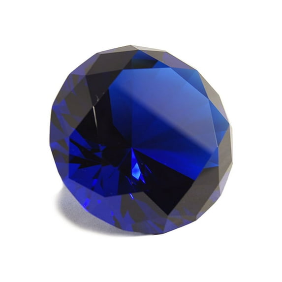 Zoogamo 120mm Dark Blue Diamond Shaped Glass Crystal Paperweight – Home Office Decor & Wedding Favors Decoration with Gift Box