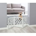 thumbnail image 1 of Zoogamo 3 Panel White Wood Crisscross Top Dog Pet Gate - Durable Lightweight Extra Wide Wooden Expandable & Folding Home/Indoor/Outdoor 45" W x 19" H Dog Safety Fence, 1 of 6
