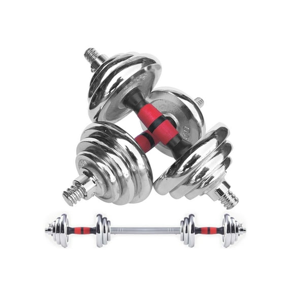 Zoogamo Adjustable Dumbbells Cast Iron Set Weight to 44LBS, Free Weight with Connecting Rod Used As Barbell, for Men and Women Home Gym Work Out Training Fitness Equipment All-Purpose