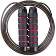 thumbnail image 1 of Zoogamo Tangle-Free Rapid Speed Adjustable Steel Jump Rope Workout with Foam Handles for Women, Men, and Kids Workout Gym Aerobic Exercise & Fitness (Black & Red), 1 of 6
