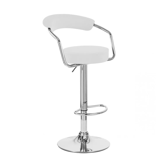 Zool Contemporary Adjustable Faux Leather Barstool - Vanille White