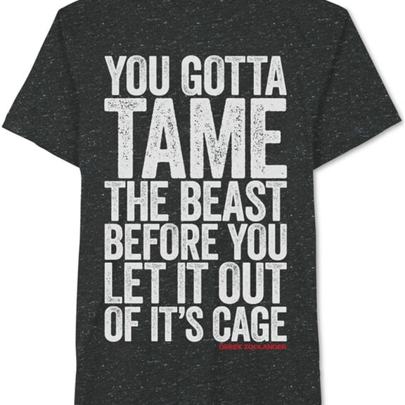 Zoolander Mens Tame The Beast Graphic T-Shirt, Black, Small