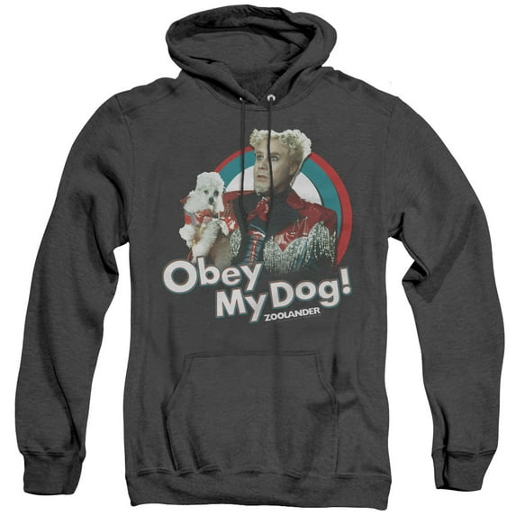Zoolander Obey My Dog Adult Heather Hoodie Sweatshirt Black