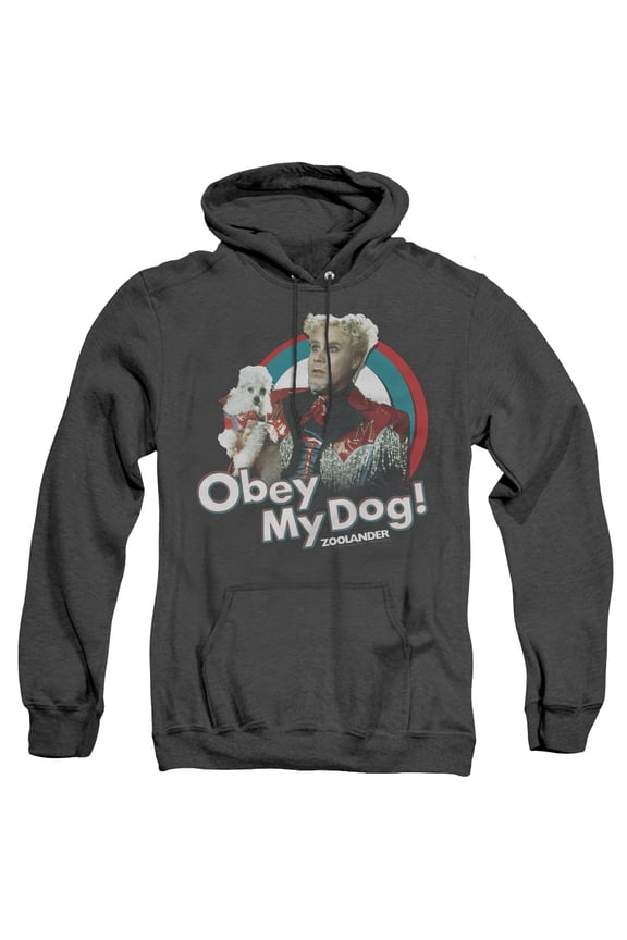Zoolander Obey My Dog Adult Heather Hoodie Sweatshirt Black