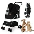 thumbnail image 1 of ZOOLIKE 4-Wheeled Pet Stroller for Cats & Dogs, Foldable Travel Carrier with 360-Degree Swivel, Black, 1 of 8