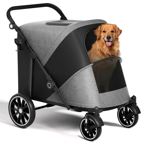 Zoolike XL Dog Stroller, Dual Access 4 Wheel Extra Large Pet Cage Foldable Travel Jogging Carriage Stroller for 2 Dogs,Max 200 Lbs