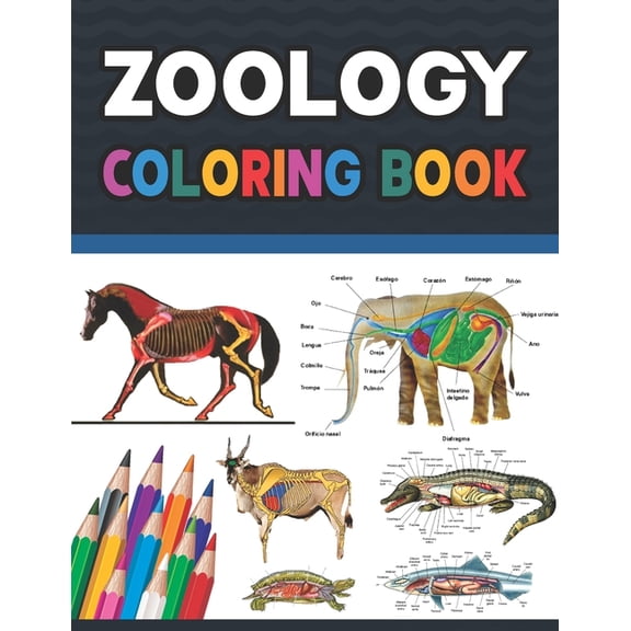 Zoology Coloring Book: Zoology Self Test Guide for Anatomy Students. Animal Art & Anatomy Workbook for Kids & Ad, (Paperback)