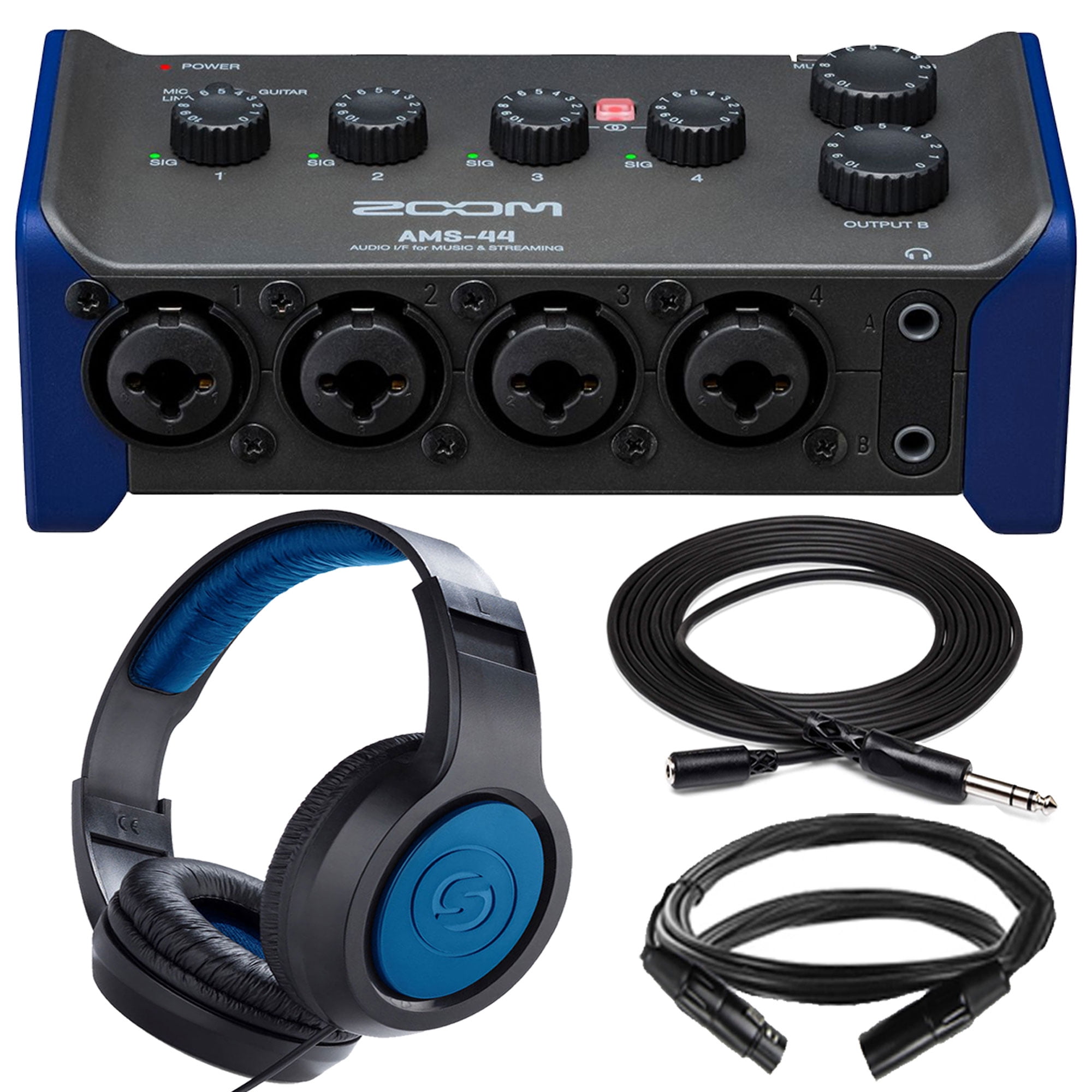 Zoom AMS-44 USB Audio Interface, 4 High Quality Inputs, 4 Outputs, Loopback, Direct Monitoring, Bus-Powered, for Recording and Streaming on PC, Mac, i Zoom Interface audio AMS enregistrement et streaming AMS-44