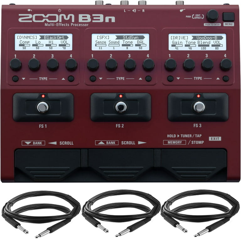 Zoom B3n Multi-Effects Processor for Bassists with Pig Hog Cable Accessory  Kit