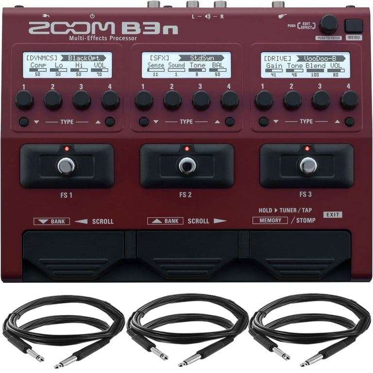 Zoom B3n Multi-Effects Processor for Bassists with Pig Hog Cable Accessory  Kit