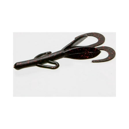 Zoom Baby Brush Hog Fishing Bait, Black & Red Glitter, 4", 12-pack