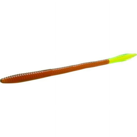Zoom Bait 6 in. Trick Worm Bait in Motoroil Chartruese - Pack of 20