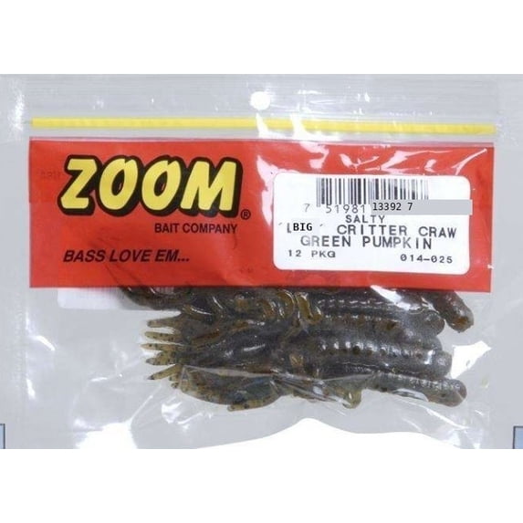 Zoom Big Critter Craw 5'' Green Pumpkin 10pk