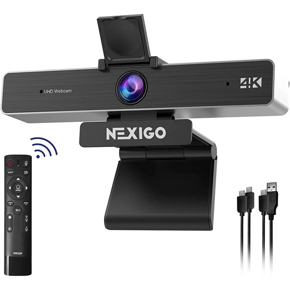 Zoom Certified, N950P 4K Zoomable Webcam with Remote Control, Sony_Starvis Sensor, 5X Digital Zoom, Pro Web Camera with Dual Stereo Mics, for Zoom Skype Teams Twitch
