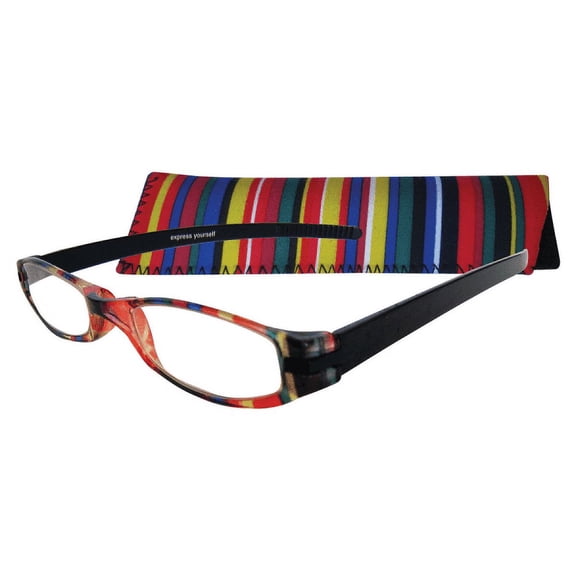 Zoom Eyeworks Reading Eyewear, Expressions Neoprene Multi-Stripe, +1.50