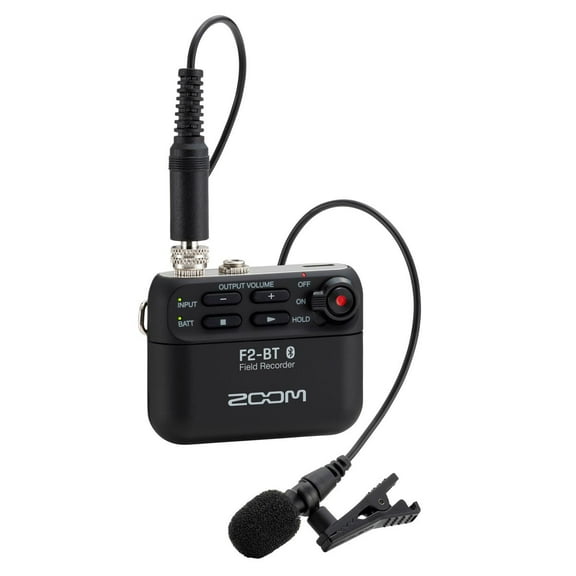 Zoom F2-BT Portable Field 512GB Voice Recorders Lavalier Microphone, Black