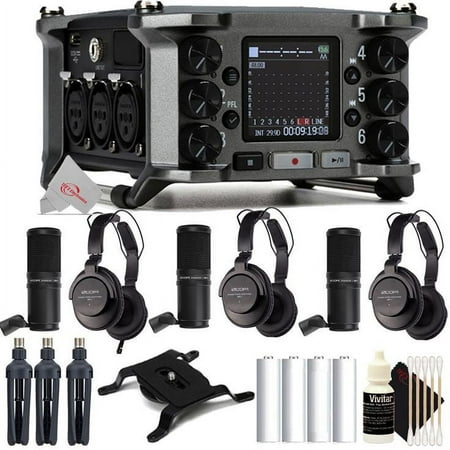 Zoom F6 6-Input / 14-Track Multi-Track Field Recorder with Three Podcast Mic Pack