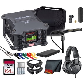 Zoom F6 Professional Location Audio Recorder, 14-Track 32-Bit Float, High-Gain Preamps, Ambisonics Support & USB Interface Bundle