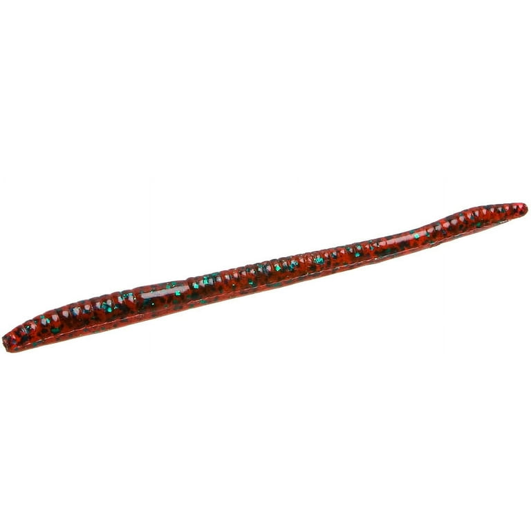 Zoom Finesse Worm Freshwater Fishing Soft Bait, Red Bug, 4 1/2, 20-pack