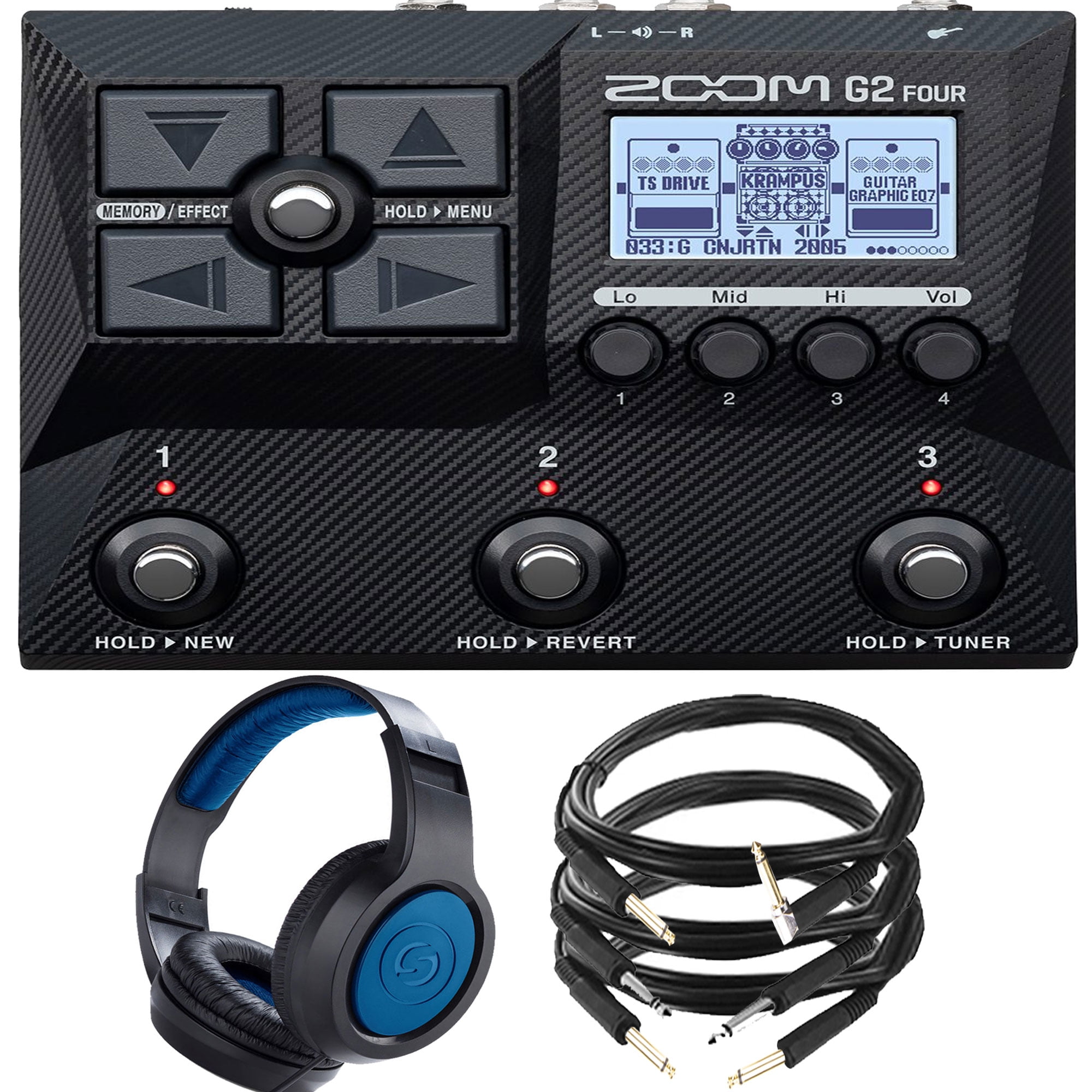 Zoom G2 Four Multi-Effect Guitar Pedal with SR350 Headphones And Cable Kit  - Walmart.com