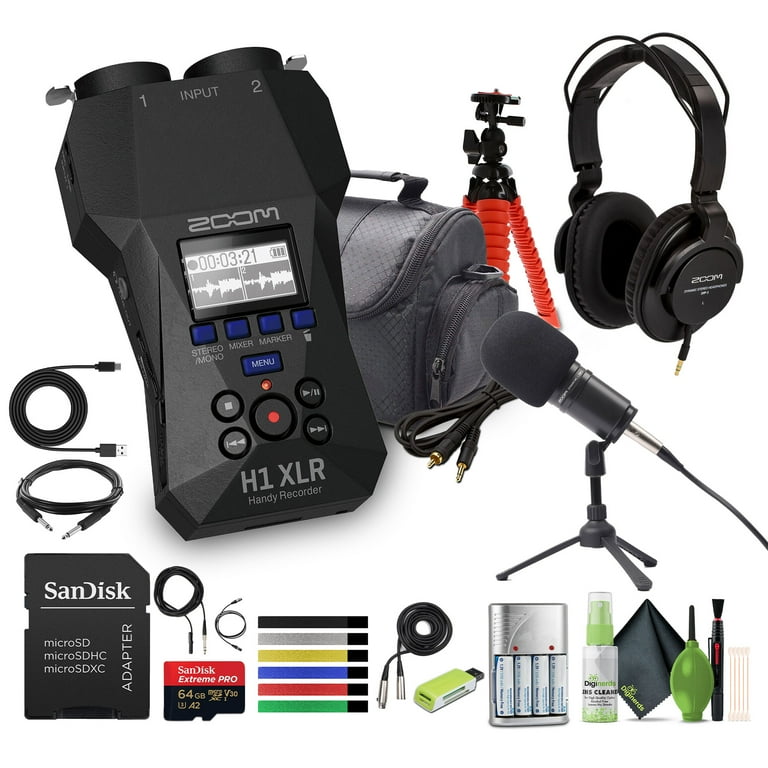 Zoom H1 XLR Portable Audio Recorder for Video Bundle With Zoom ZDM