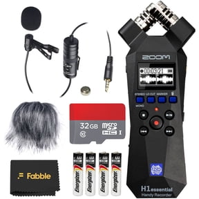 Zoom H1essential Handy Recorder Bundle with Professional Lavalier Condenser Microphone, 32GB microSDHC Card, Furry Microphone Windscreen, 4 AAA Alkaline Batteries and more!