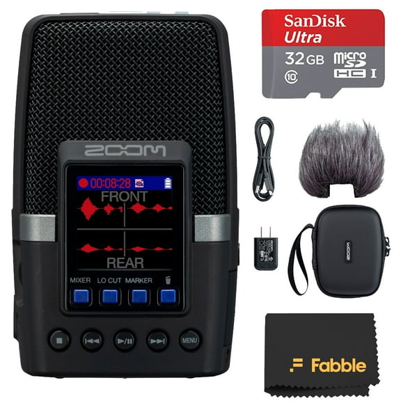 Zoom H2essential Handy Recorder Bundle  Includes APH-2e Accessory Pack (Windscreen, Shell Case, AC Adapter, USB-C Cable), 32GB microSDHC Memory Card, and Microfiber Cleaning Cloth