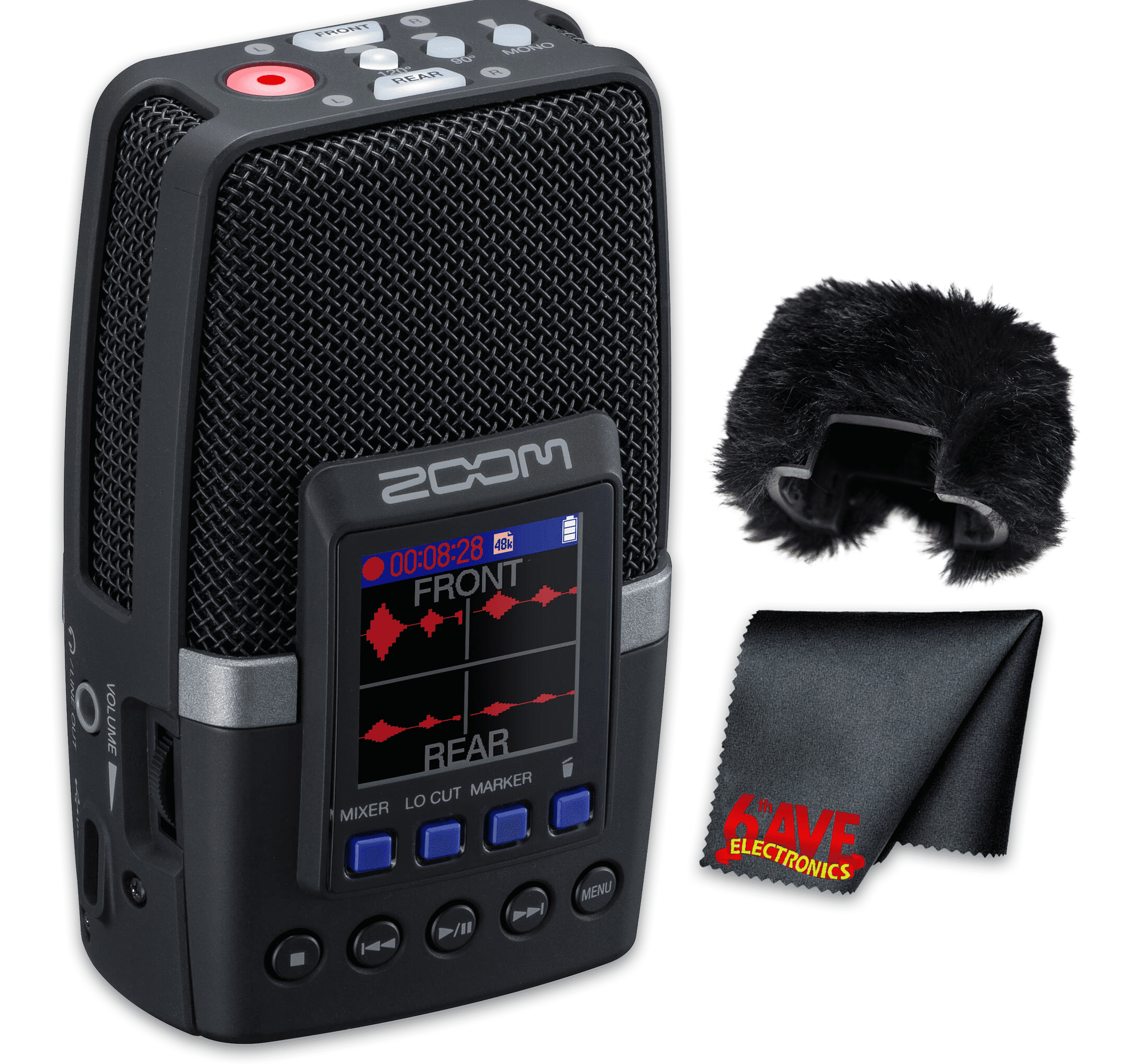 Zoom H2essential Multi-Mic 32-Bit Float Handy Recorder Bundle With Windscreen for H2E + Microfiber Cleaning Cloth