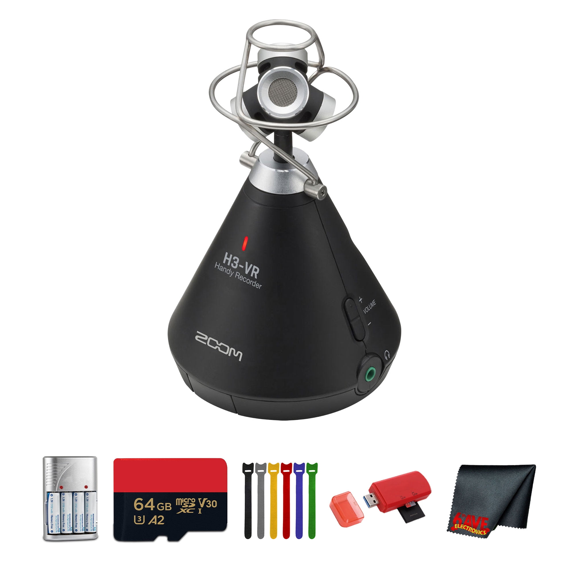 Zoom H3-VR Handy Audio Recorder with Built-In Ambisonics Mic Array Bundle With BTA-1 Bluetooth Adapter + Extreme Pro 64GB microSDXC Memory Card + More