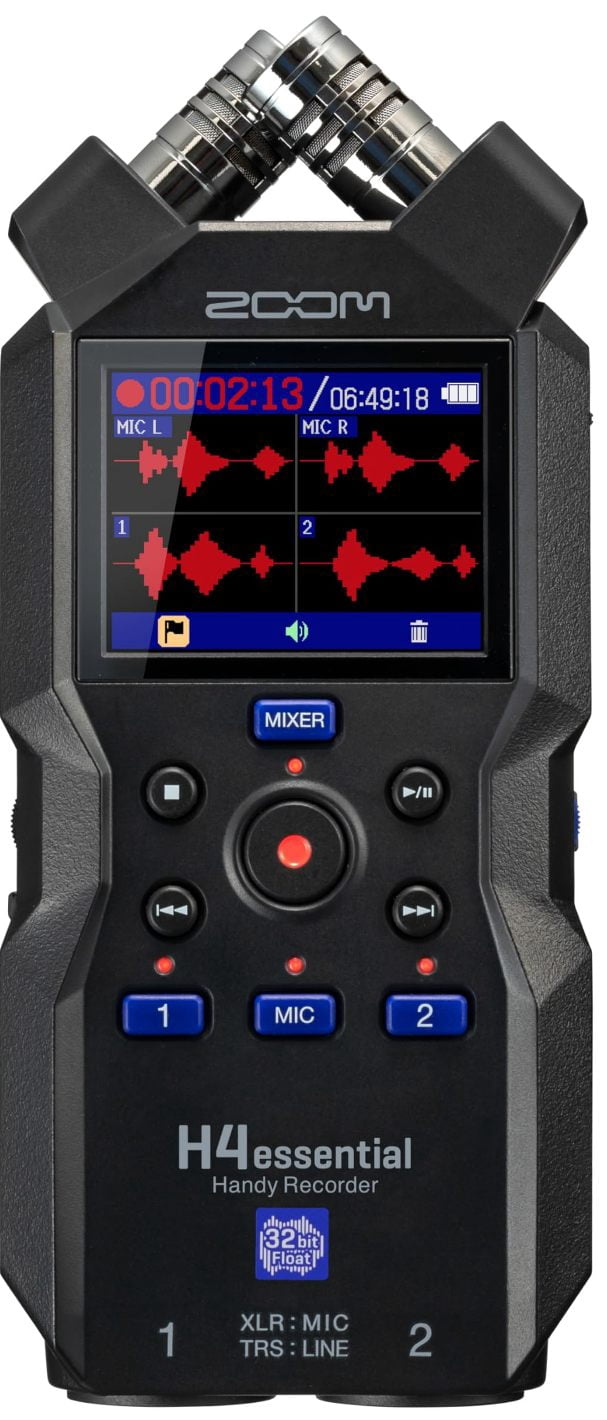 Zoom H4 Essential Handheld Recorder for Musicians, Podcasters & Filmmakers with Stereo Microphones, 2 XLR/TRS Inputs, 4 Tracks of 32-Bit Float Recording, & USB Audio Interface