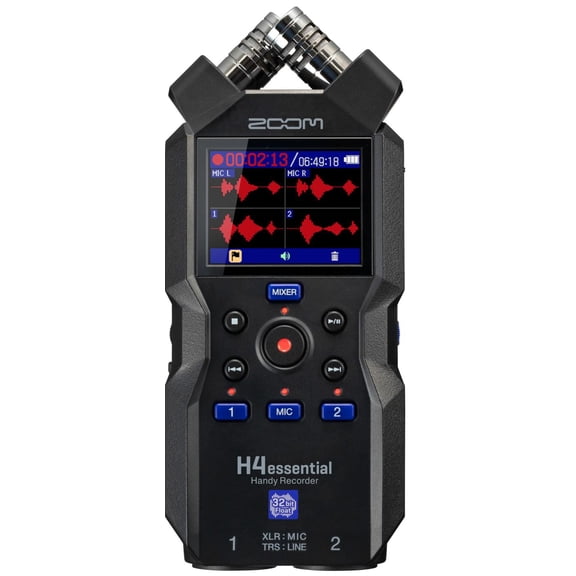 Zoom H4 Essential Handheld Recorder for Musicians, Podcasters & Filmmakers with Stereo Microphones, 2 XLR/TRS Inputs, 4 Tracks of 32-Bit Float Recording, & USB Audio Interface