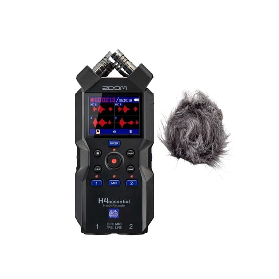 Zoom H4essential 4-Track Handy Recorder Bundle with Hairy Windscreen (2 Items)