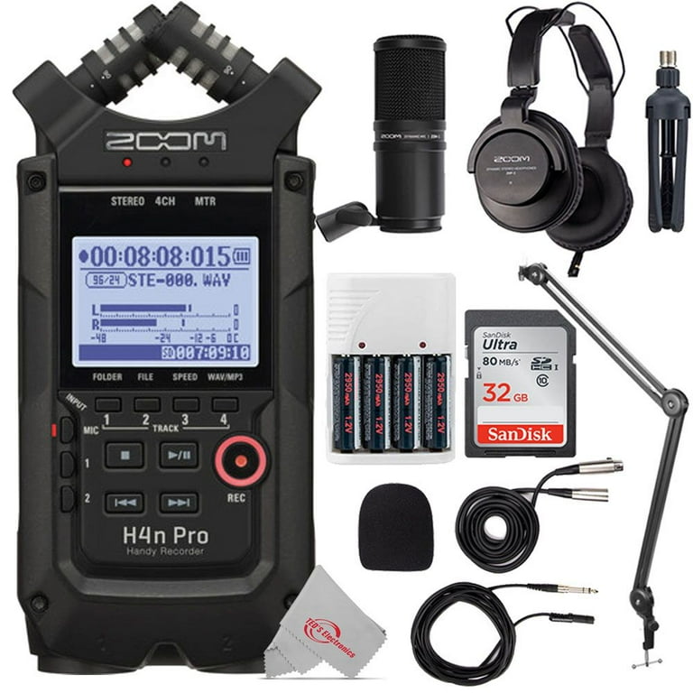 Zoom H4n Pro 4-Input / 4-Track Digital Recorder with Podcast Accessory  Bundle