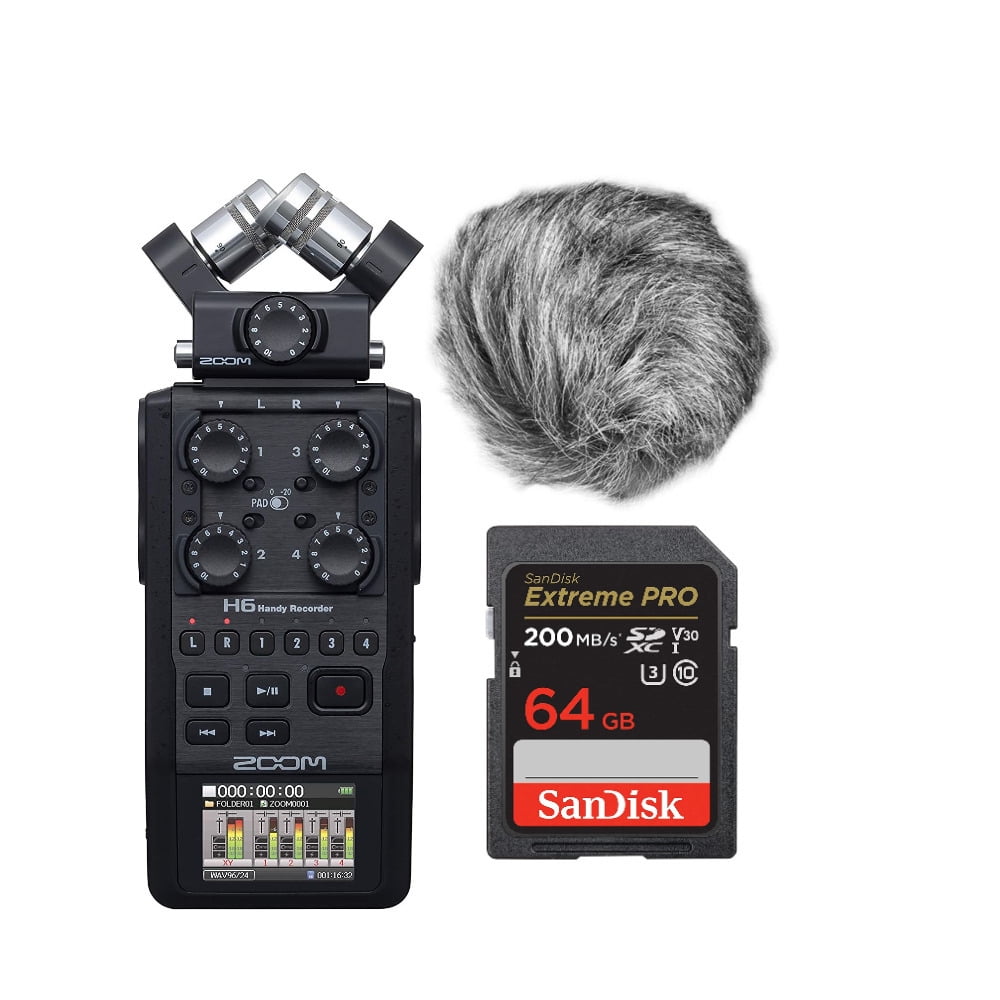 Zoom H6 All Black Handy Recorder with Zoom XYH-6 - X/Y Microphone 