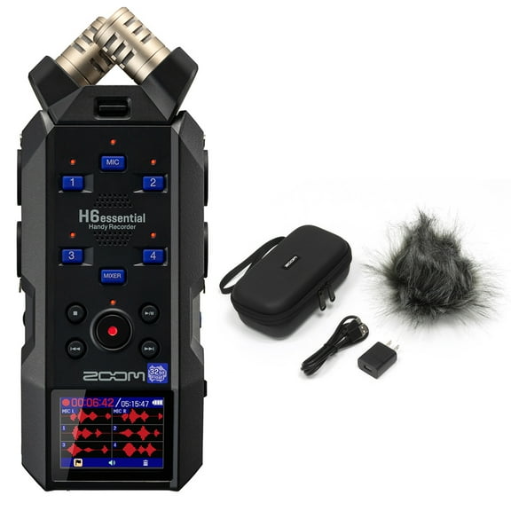 Zoom H6essential 6-Track 32-Bit Float Handy Recorder, Bundle with APH-6E Accessory Pack