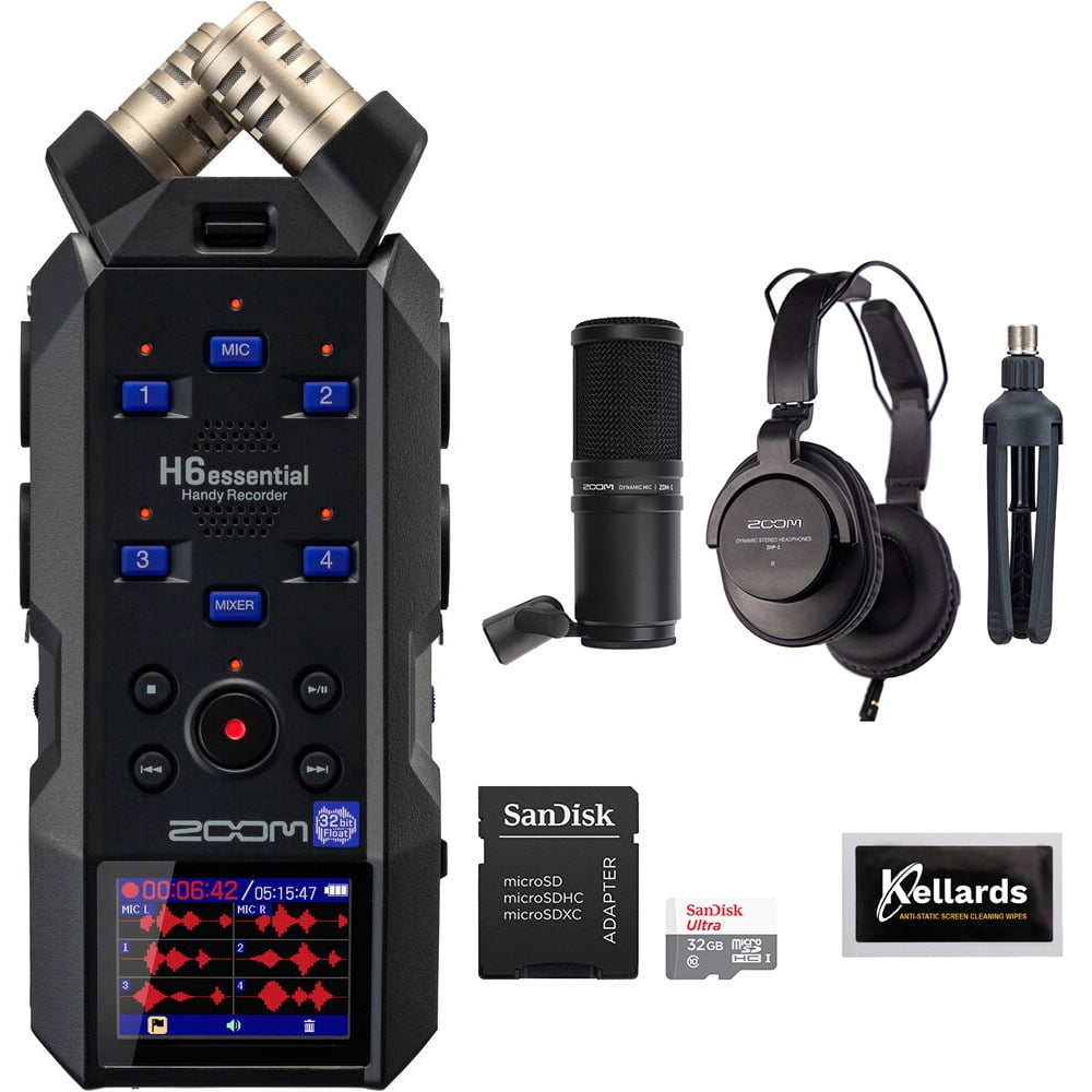 Zoom H6essential 6-Track 32-Bit Float Portable Audio Recorder Bundle ...