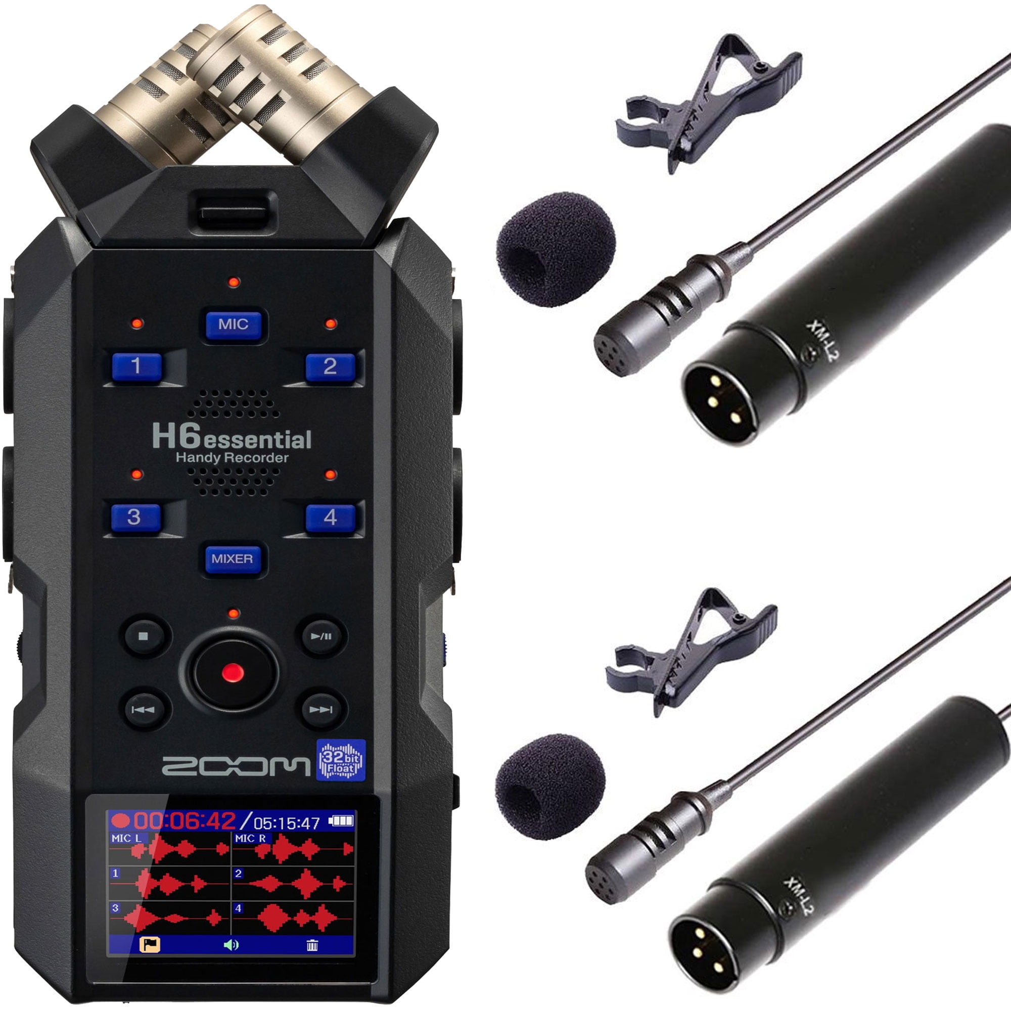 Zoom H6essential 6-Track 32-Bit Float Portable Audio Recorder + Wired ...