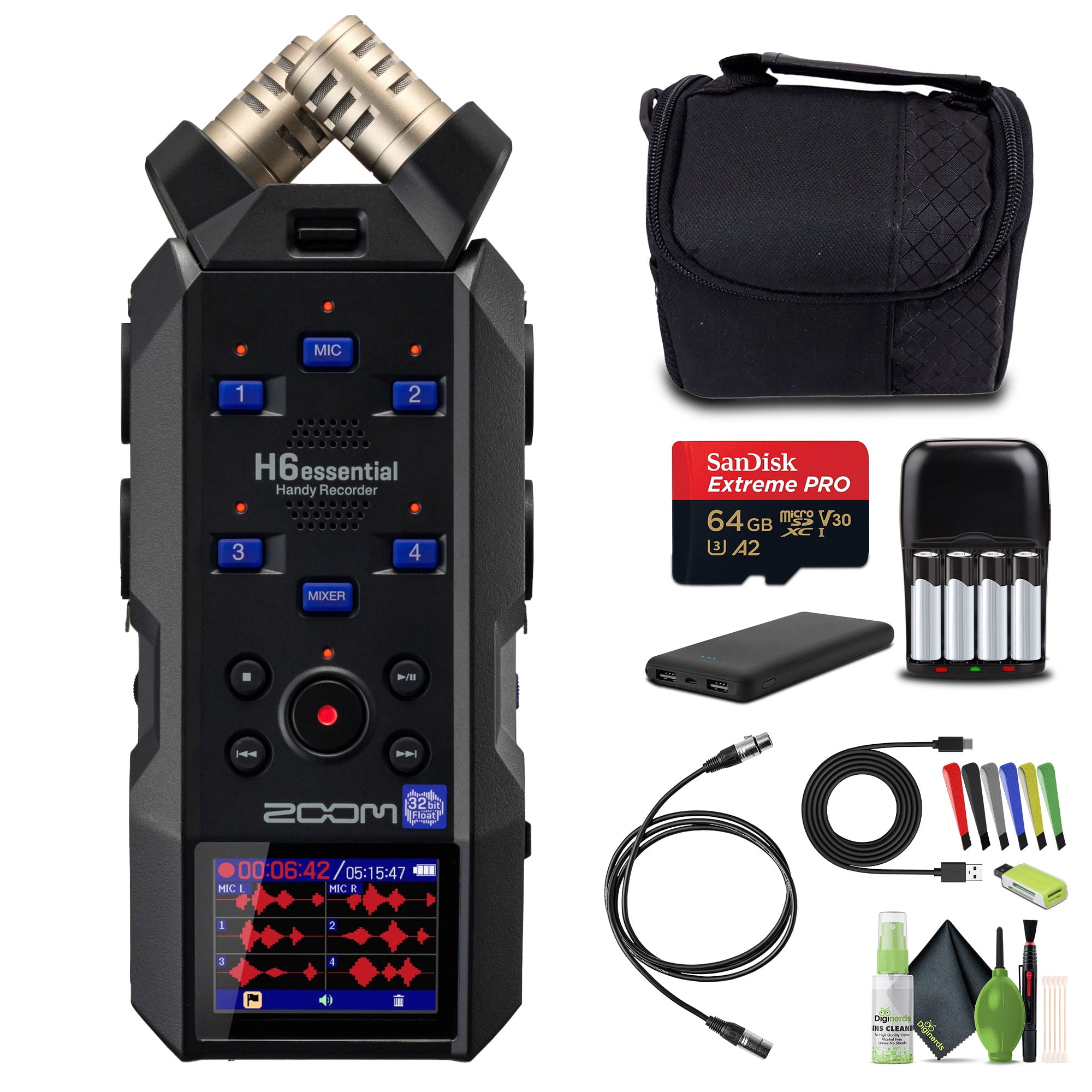 Zoom H6essential Handy Recorder 6-Track 32-Bit Float Portable Audio ...