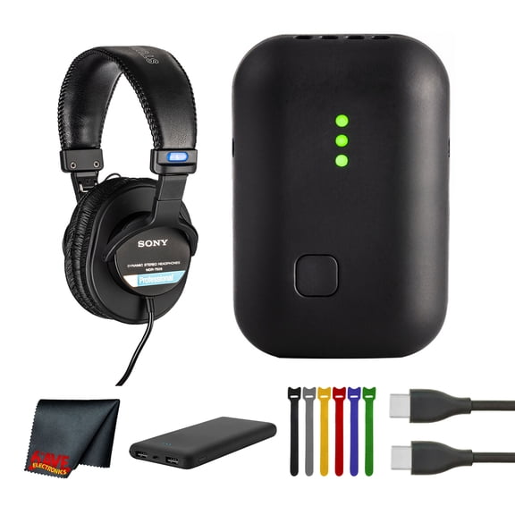 Zoom Instamic Pro Plus C Microphone and Recorder (Mono) Bundle With USBC-to USBC cable Black 6ft + Microfiber Cleaning Cloth + Wire Straps + MDR-7506 Professional Stereo Headphones