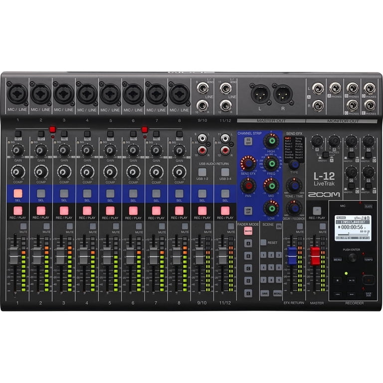 Zoom L12 LiveTrak Professional Soundboard Audio Interface, 12