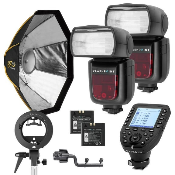 Flashpoint Zoom Li-ion 2 Speedlight Kit with R2 Pro MarkII Remote, EZ Softbox and Accessories For Sony
