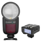 Flashpoint Zoom Li-on X R2 TTL On-Camera Round Flash Speedlight For Nikon Godox V1 + Flashpoint R2 Mark II ETTL 2.4 GHz Wireless Flash Trigger for Nikon Godox X2