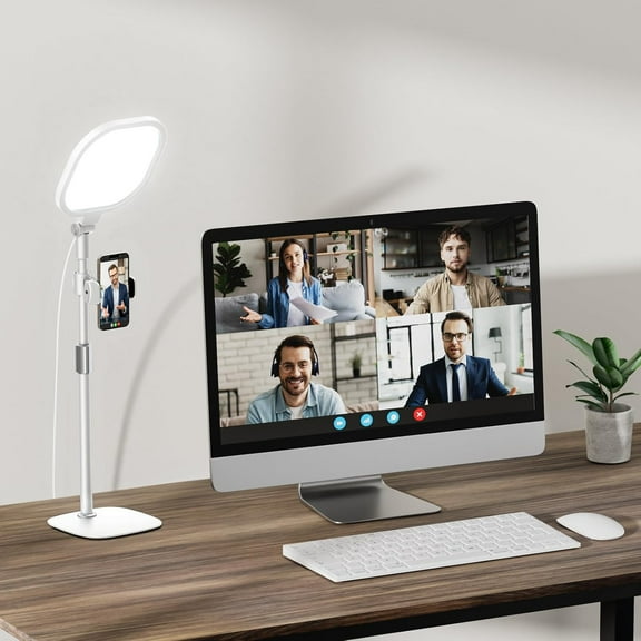 Zoom Lighting for Computer, Adjustable Desk Lighting for Video Calls,  Light Modes Video Conference Light, Desk Ring Light with Stand for Webcam, Meetings, Live Stream, Home Office.
