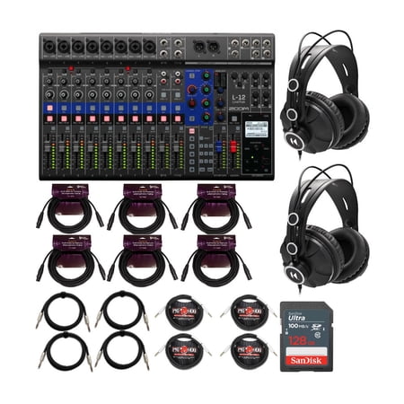 Zoom LiveTrak L-12 12-Channel Digital Mixer and Multitrack Recorder Bundle