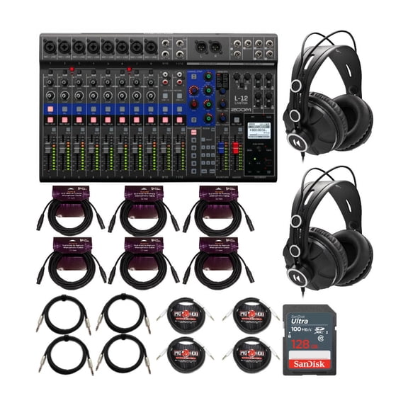 Zoom LiveTrak L-12 12-Channel Digital Mixer and Multitrack Recorder Bundle