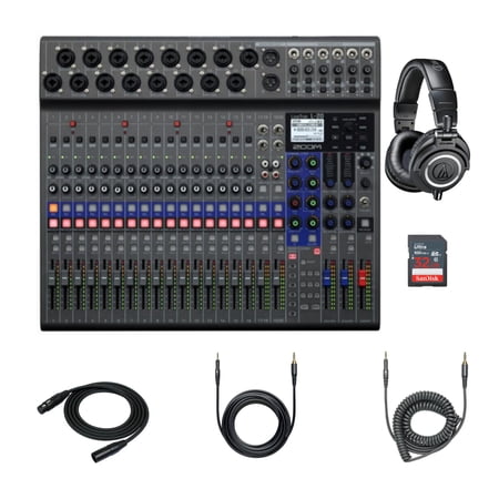 Zoom LiveTrak L-20 20-Input Digital Recorder with Headphone and Accessory Bundle